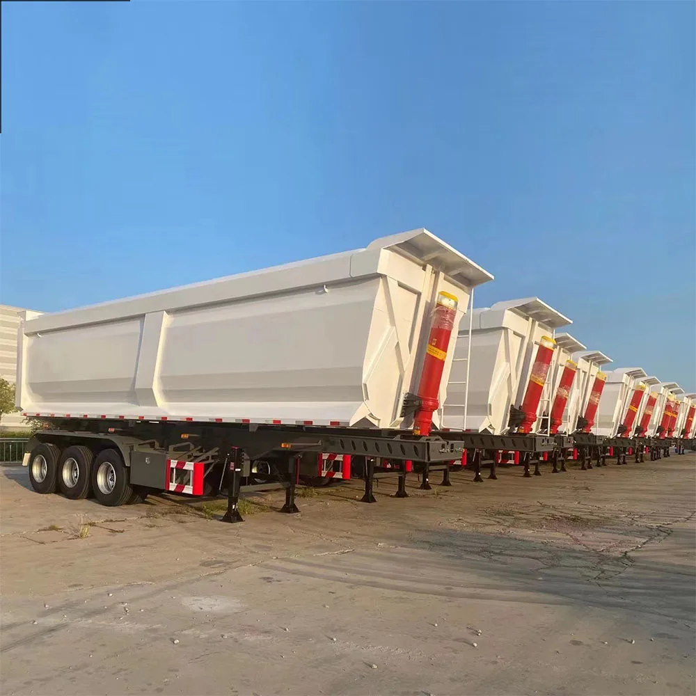 Heavy Duty 5 / 6 Axles Used In Road Construction Rear Tipper Truck 3 Axles Rear Dump Semi Trailer