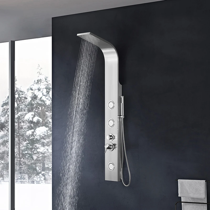 Smart bathroom shower faucet handles replacement brushed gold finishing stainless steel shower column