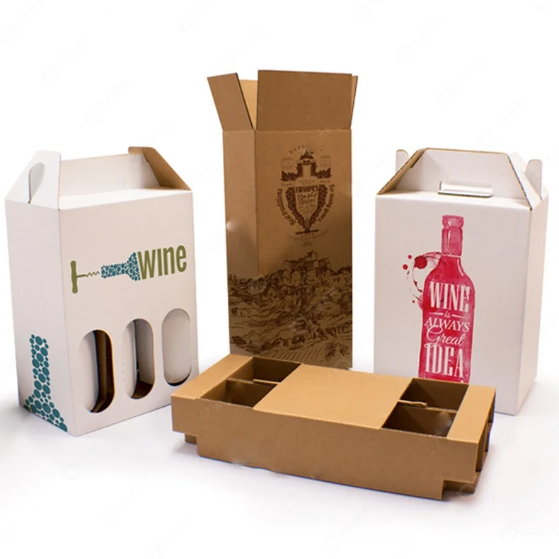 Cheap Price Custom Six Pack Carrier Liquor Beer Box Foldable Kraft Paper Corrugated Carton Wine Packages Gift Box for Bottles