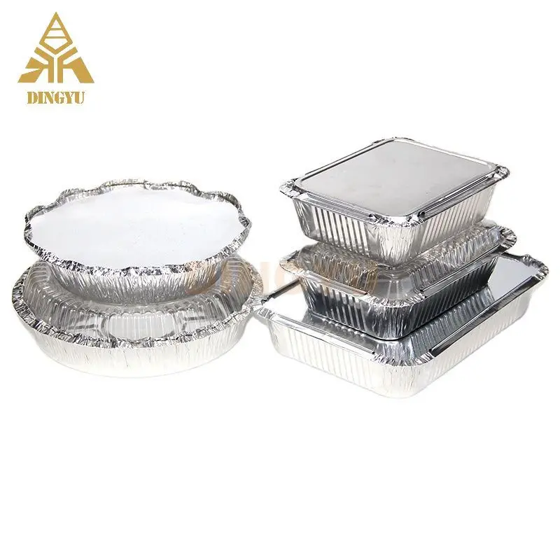 OEM Household Kitchen Grill Disposable Aluminum Foil Loaf Pan with PP foil lid for food soup