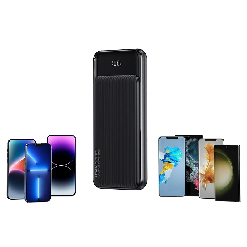 USAMS US-CD198 10000mAh Portable Power Bank for Mobile Phone Display Battery Charger 3 Ports Power Bank
