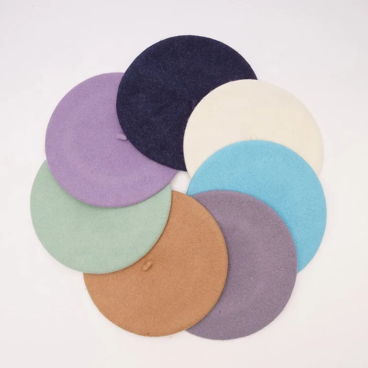  Female Flat Top Plain Design Comfortable Multi Color Beret Hats for