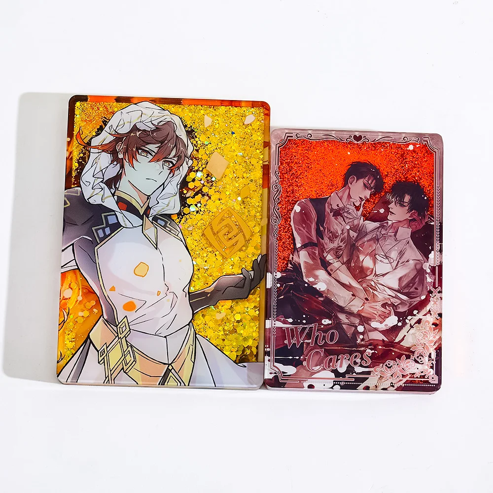 CNAWO Cartoon Anime Custom Acrylic Liquid Oil Filled Shaker Acrylic Block Wholesale Transparent Plastic Clear