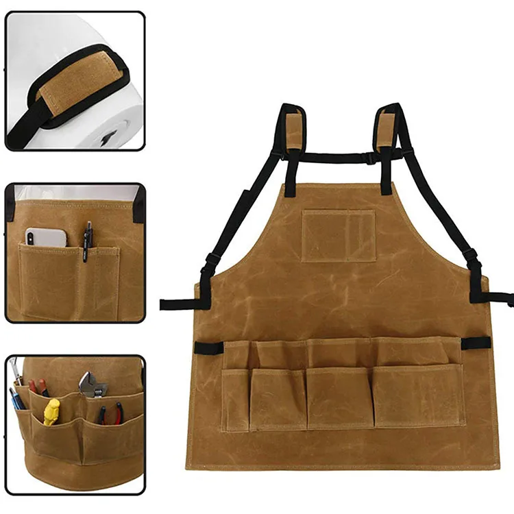 27 Heavy Duty Durable Multi-Use Shop Waxed Canvas Work Tool Aprons with Pockets for Men and Women
