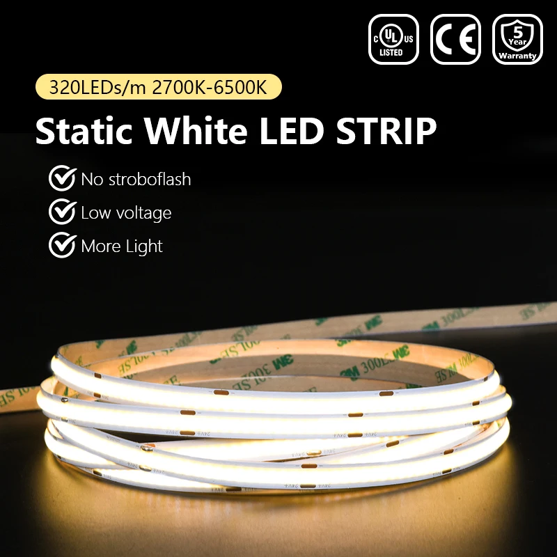 Factory Direct Sale DC24V 12V 90 High CRI Dotless Led Cob Strip 480Leds 220V LED Lights Strip COB Flexible Smart LED Lightings