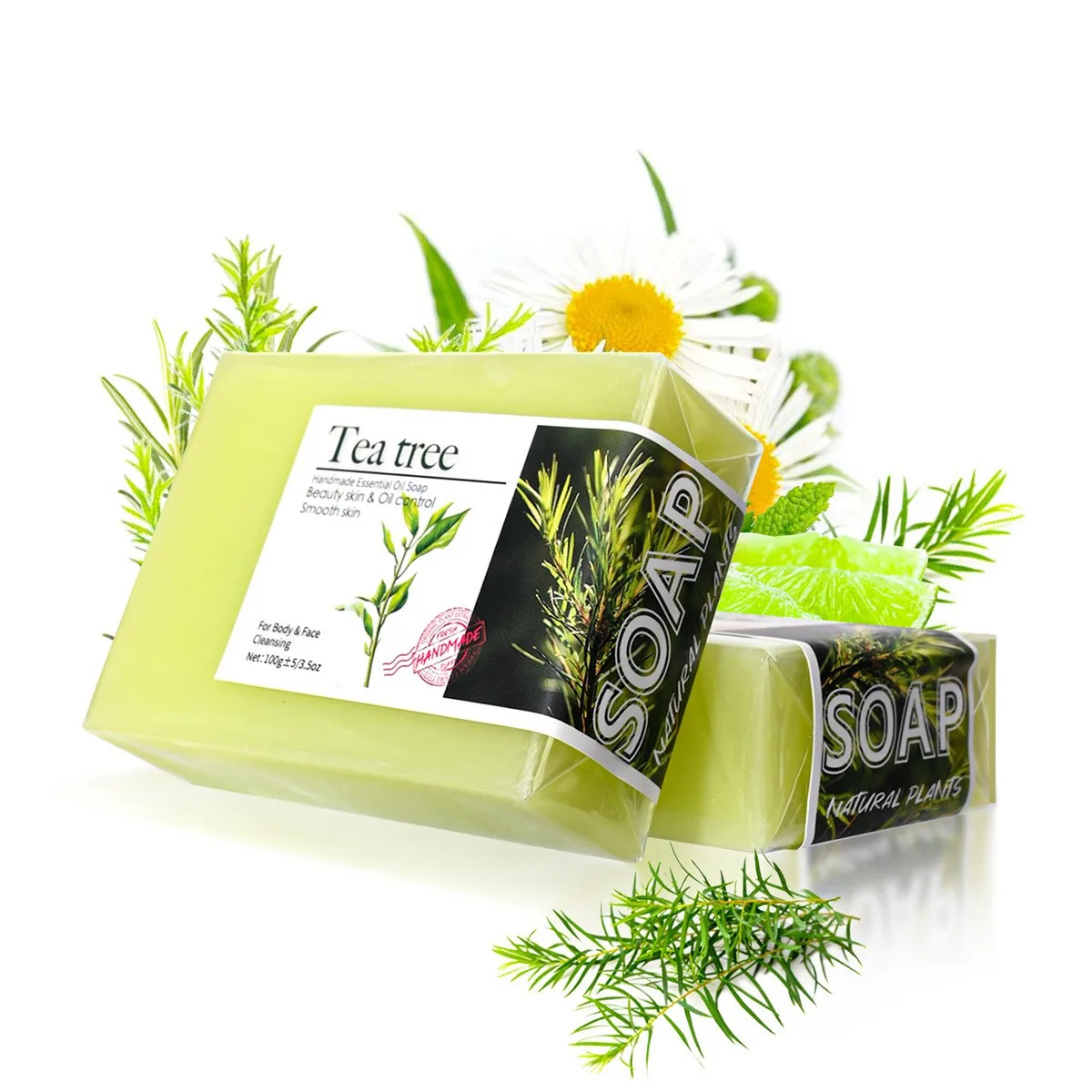 100g Tea Tree Essential Oil Soap Handmade Olive Plant Oils Whitening Basic Cleaning Features Chemical Free