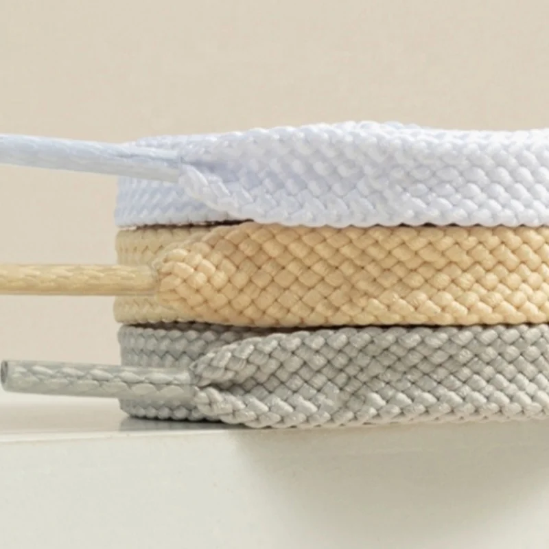 Custom colorful 3-8mm polyester Cotton elastic thick width 50-200 cm length flat shoelaces for sneakers