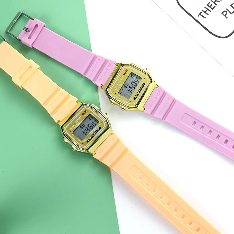 New plastic electroplating F91 alarm clock electronic watch fashion simple reloj LED colorful cold light electronic watch