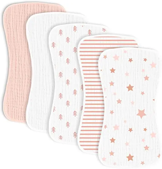 2023 Super Absorbent 5 Pack Muslin Burp Cloths 100% Cotton Baby Washcloths 6-Layer Bath Towel or Burp Cloths for Baby Girl Boy