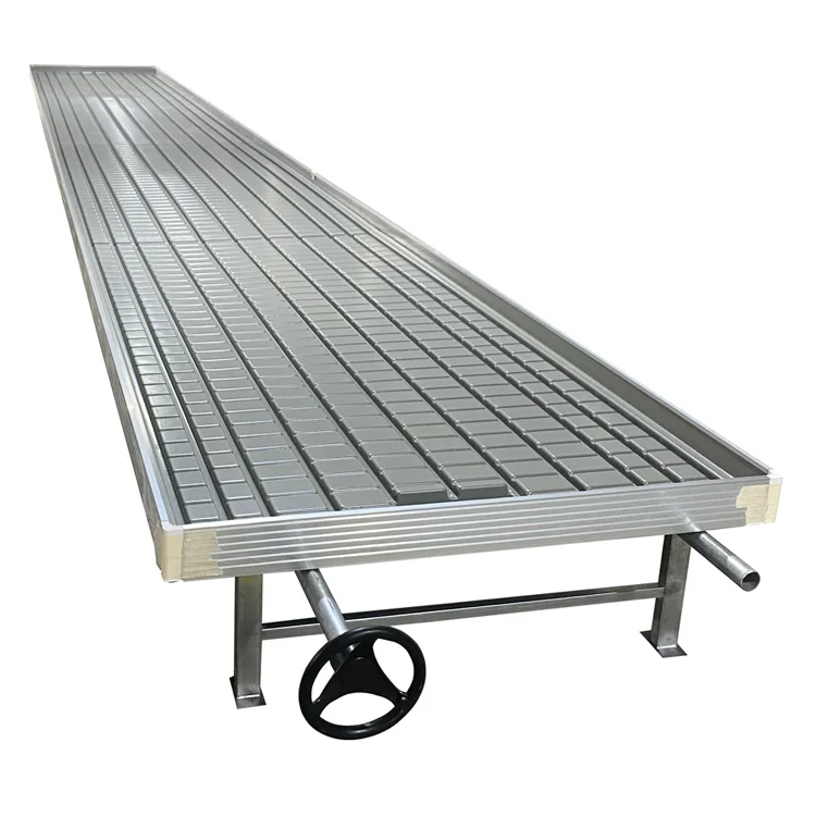 Frame Rolling Bench Greenhouse Ebb and Flow Aluminum with Hot Galvanized ABS Tray Hydroponic 4FT*32FT from CN;GUA 2.5-3MM Large