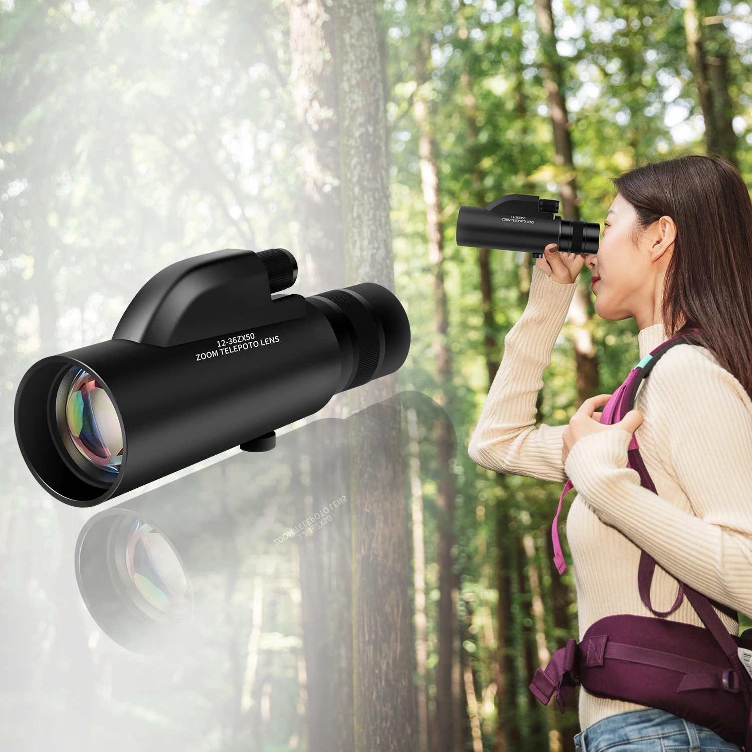 The new single mirror magnifying telescope 36x is suitable for travel observation lens and continuous zoom to expand the range