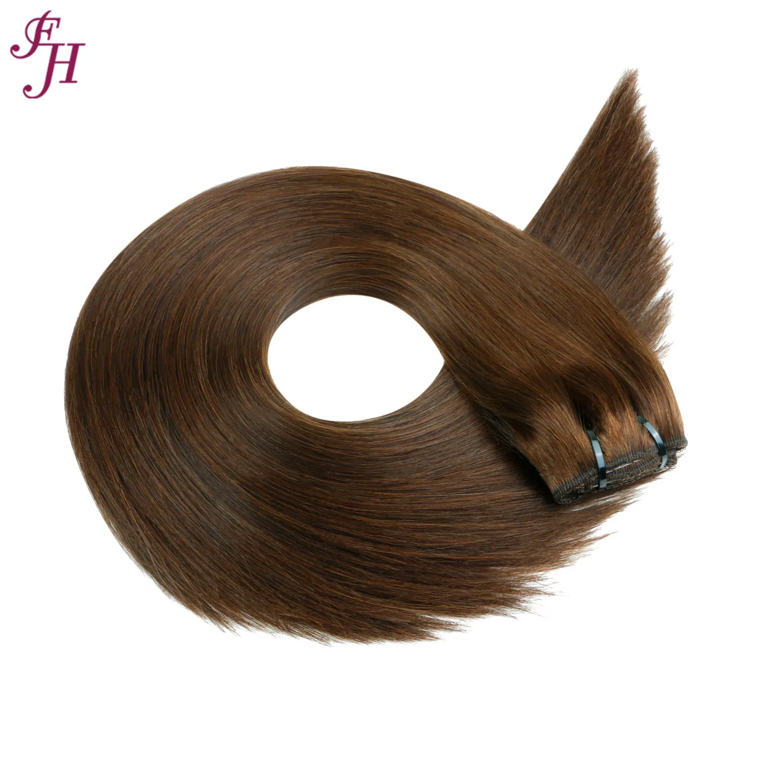 FH Double Drawn Clip In Hair Extension #4 300g Seamless Natural Hair Extensions Clip In Extension Human Hair Logo