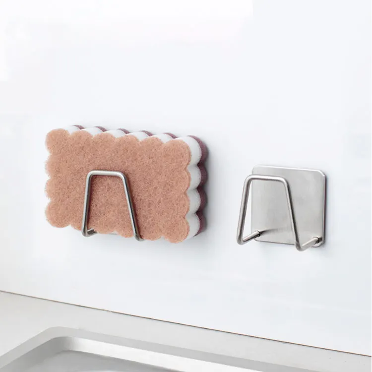 304 Stainless Steel Adhesive Dish Sponge Holder for Kitchen Sink Accessories