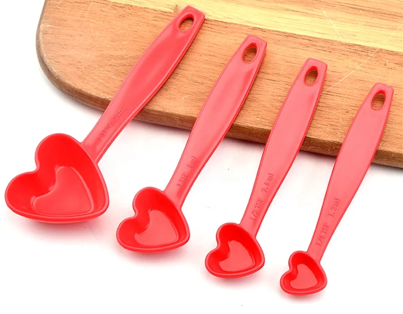 MS-5736 4pc Set Plastic Heart Shaped Measuring Spoons