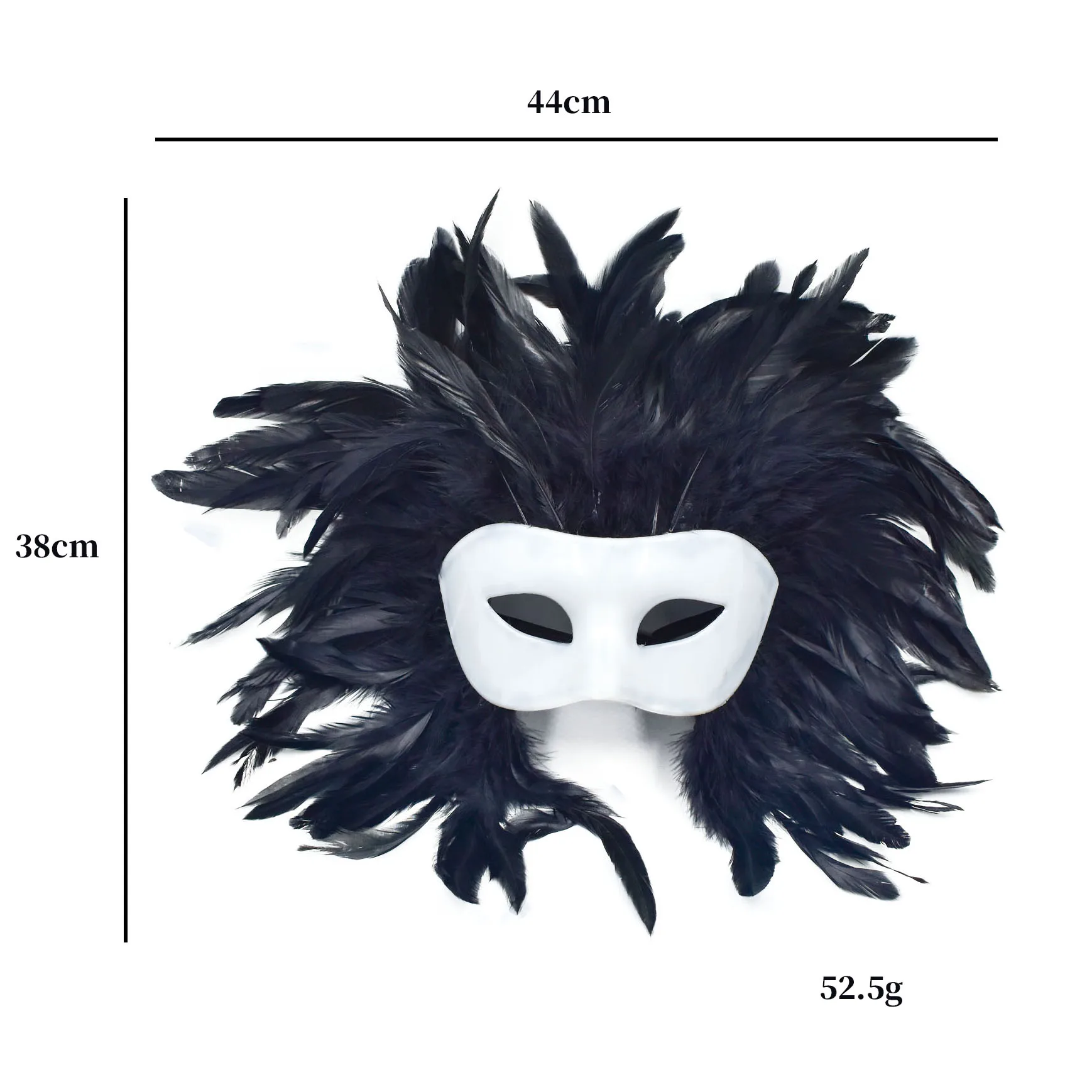 High Quality White Venetian Feather Mask Plastic Masquerade Handmade Craft Cosplay For Carnival Party Favor