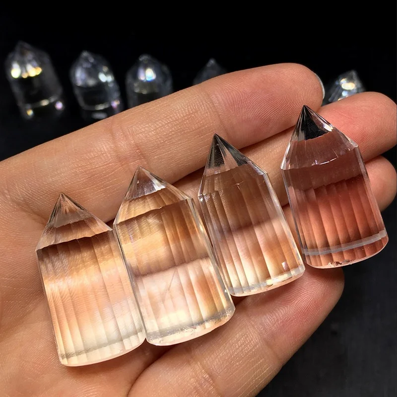 Natural Clear Quartz Crystal 24 Faceted Prism Wand for Reiki Chakra Meditation Healing Crystal Stone