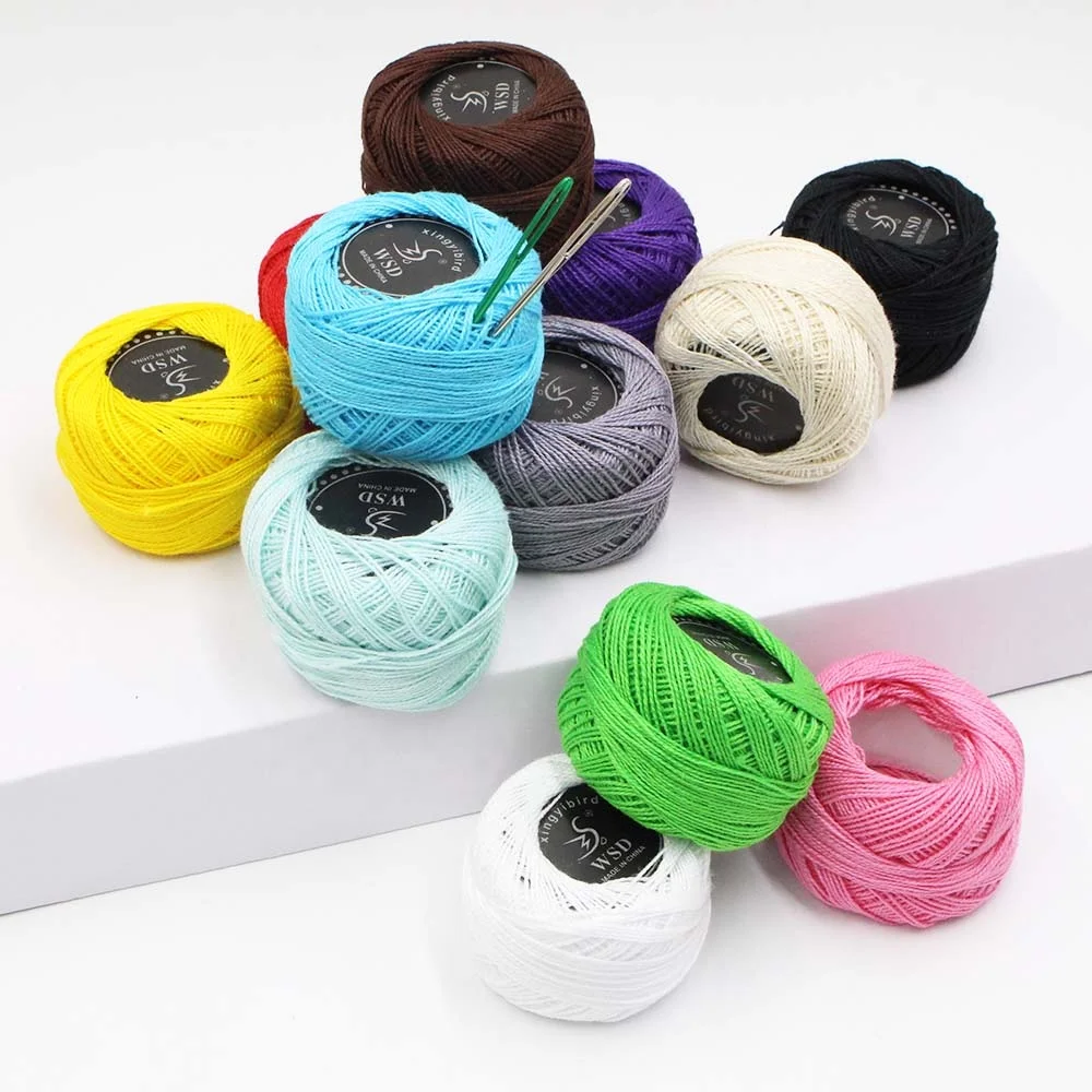 High Quality 12Pcs Mercerized Sewing Cotton Thread Ball Set Colorful Weaving Cotton Thread