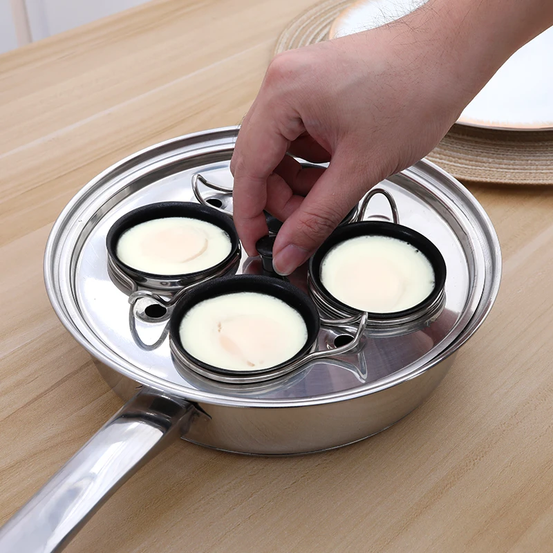 Stainless Steel egg poacher and cooker with 4pcs non-stick cups microwave egg poacher pan