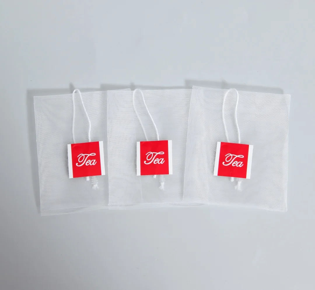 PA Nylon Triangle Rectangular Mesh Tea Bag With Custom String And Label tea bag packing Loose Tea and Herb