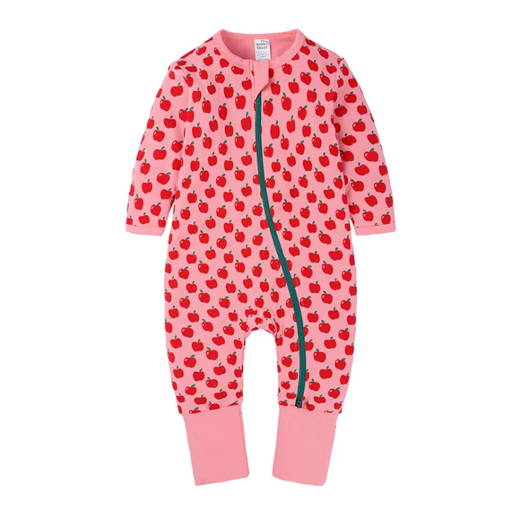Newborn Baby Double Way Zipper Onesie Jumpsuits Toddler Infant Long Sleeve Rompers Pajamas