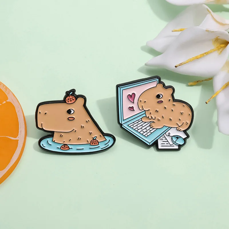 High Quality Creative Buddhist Water Dolphin Kapibara cute anime series soft enamel pin