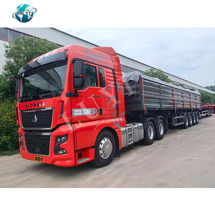 High Quality 4 axle Side Door grain transport side tipper Dump Truck Semi-Trailer