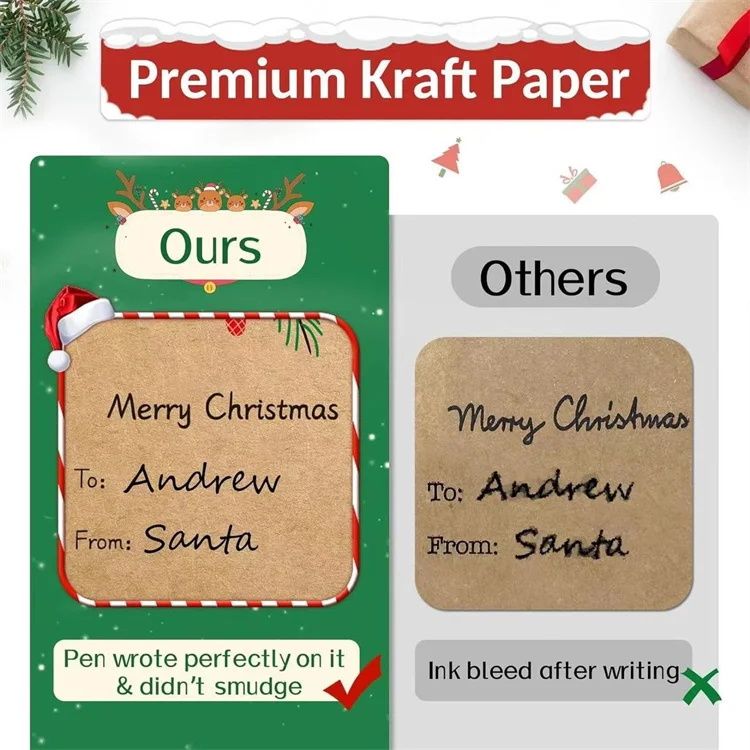 Wholesale Hot Sale Kraft Paper Holiday Present Label Merry Christmas Gift Tags Stickers