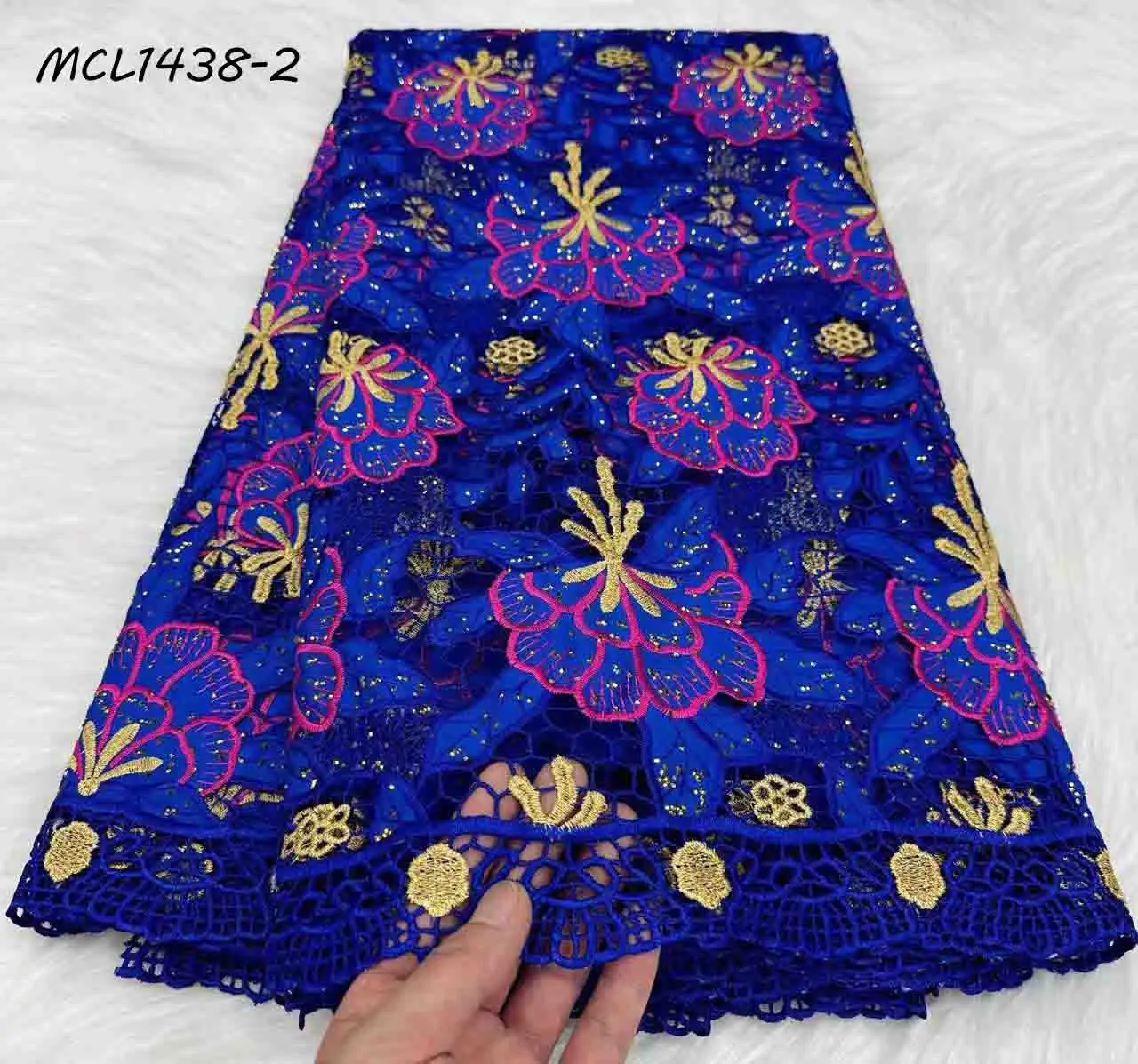 High quality bridal lace fabric chiffon cord embroidery floral hollow out wedding guipure lace fabric for africa women dress
