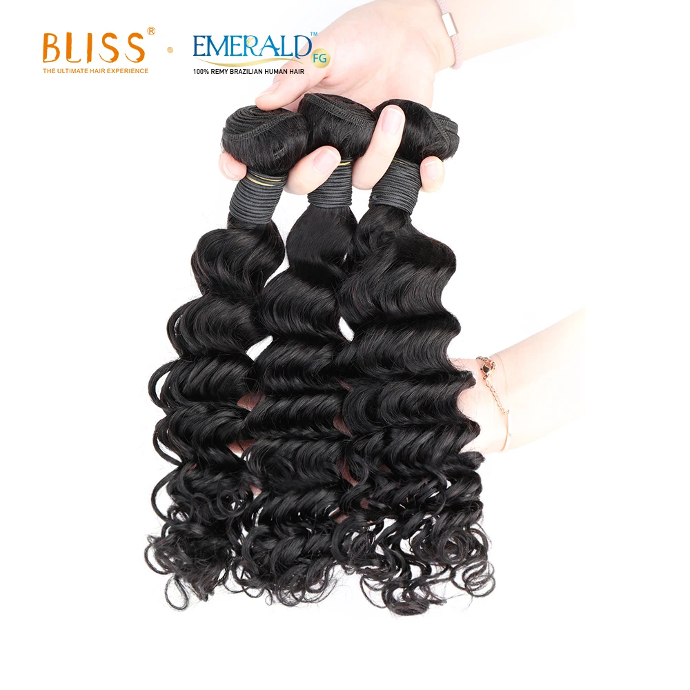 Bliss Emerald 3 IN 1 Packet Hair Unprocessed One Donor Loose Deep Wave 3 Bundles 100% Brazilian Human Hair Packet Manufacturer