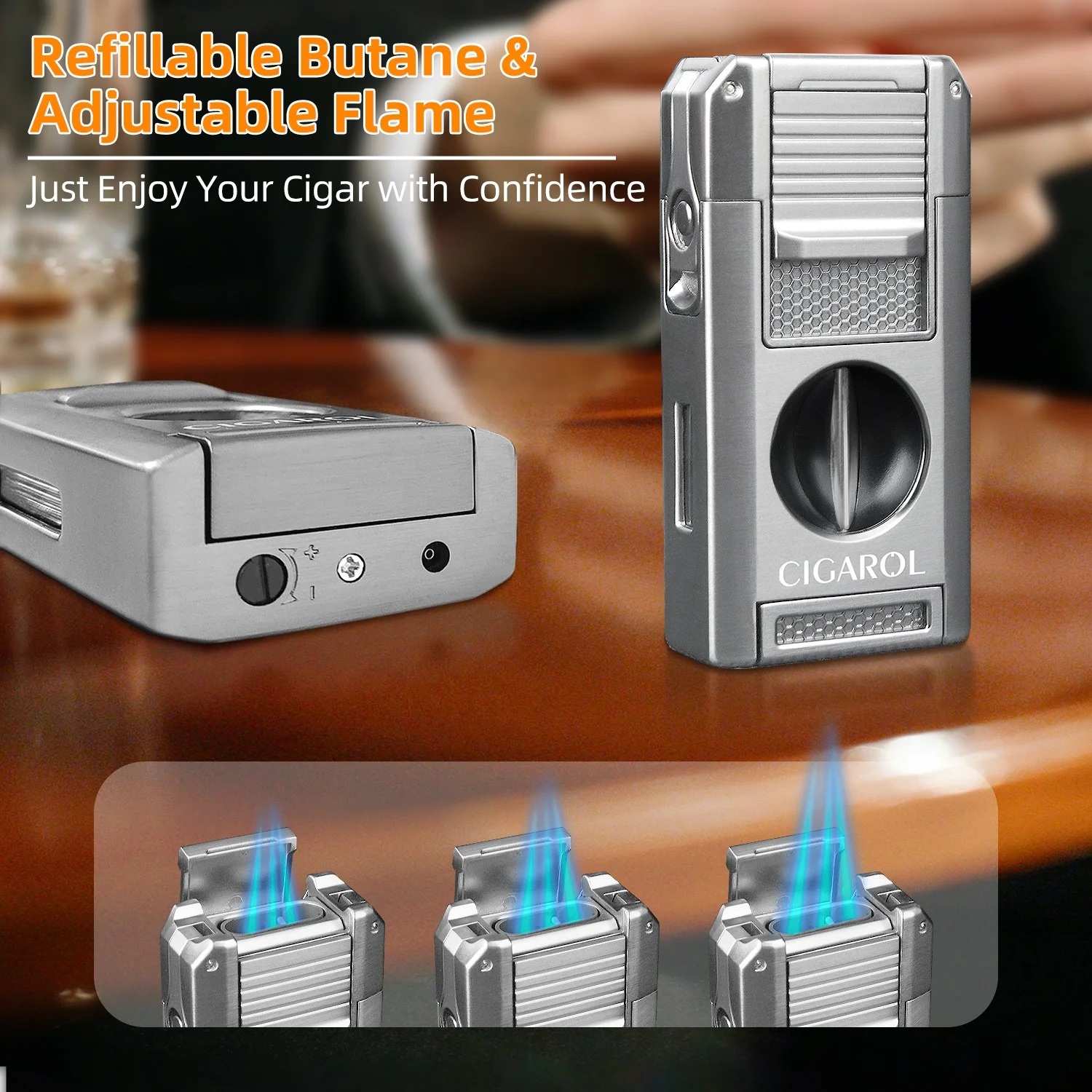 Wholesale luxury cigar vcutter butane torch lighter smoke shop accessories torch lighter cigar jet lighter