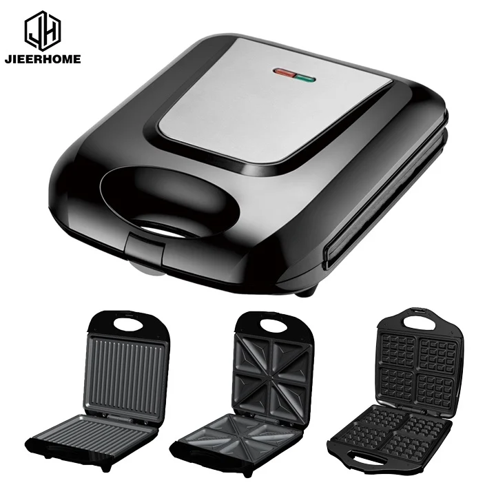 Easy Operation 4 Slice Home Big Fixed Plates Electric Smokeless Non-Stick Press Grill Sandwich Churro Donut Waffle Steak Maker