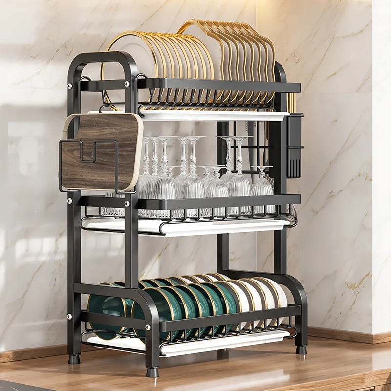 Hot selling Kitchen Dish Racks Stainless Steel 3 Tier Wire Dish Drying Racks Table Storage Dish Rack 3 Tier