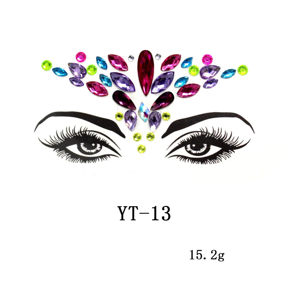 Fashion New Design Rhinestone Mermaid Body Stickers Gem Stones Neck Jewel Face Sticker Crystals For Women