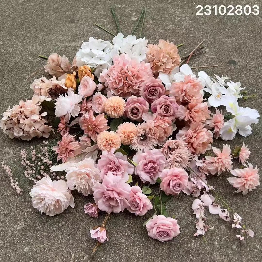 New Bean Paste Pink Wedding Flower Simulation Soft Decoration Fake Flower for Wall Wholesale Dirty Pink Meat Wedding Road Lead