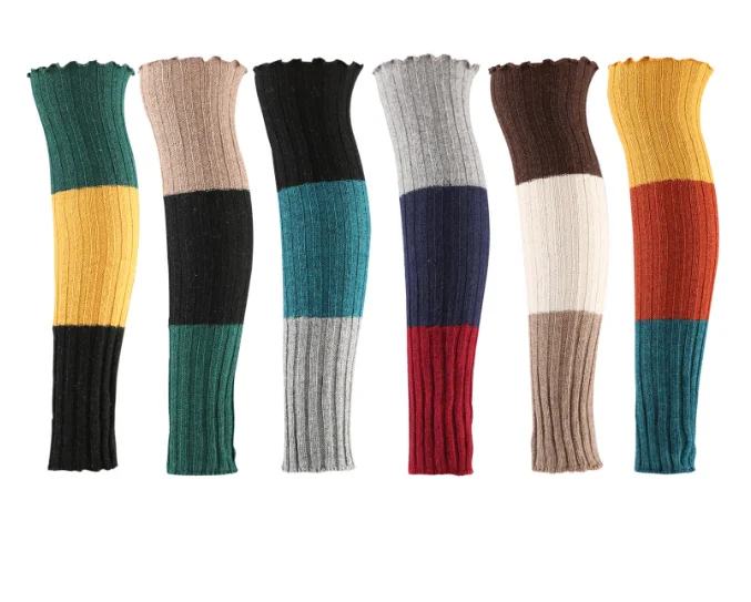 Зимние женские трехцветные носки со спущенным ворсом, шерстяные теплые вязаные носки для йоги