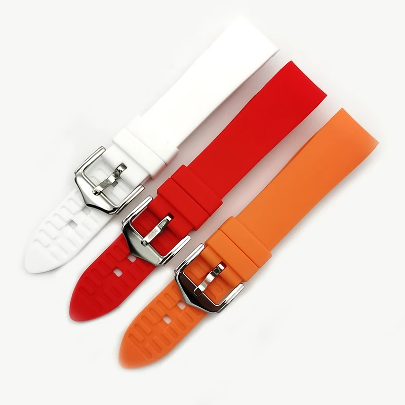 
curve end high quality 18 19 20 21 22 24mm silicone rubber watch bands watch strap 