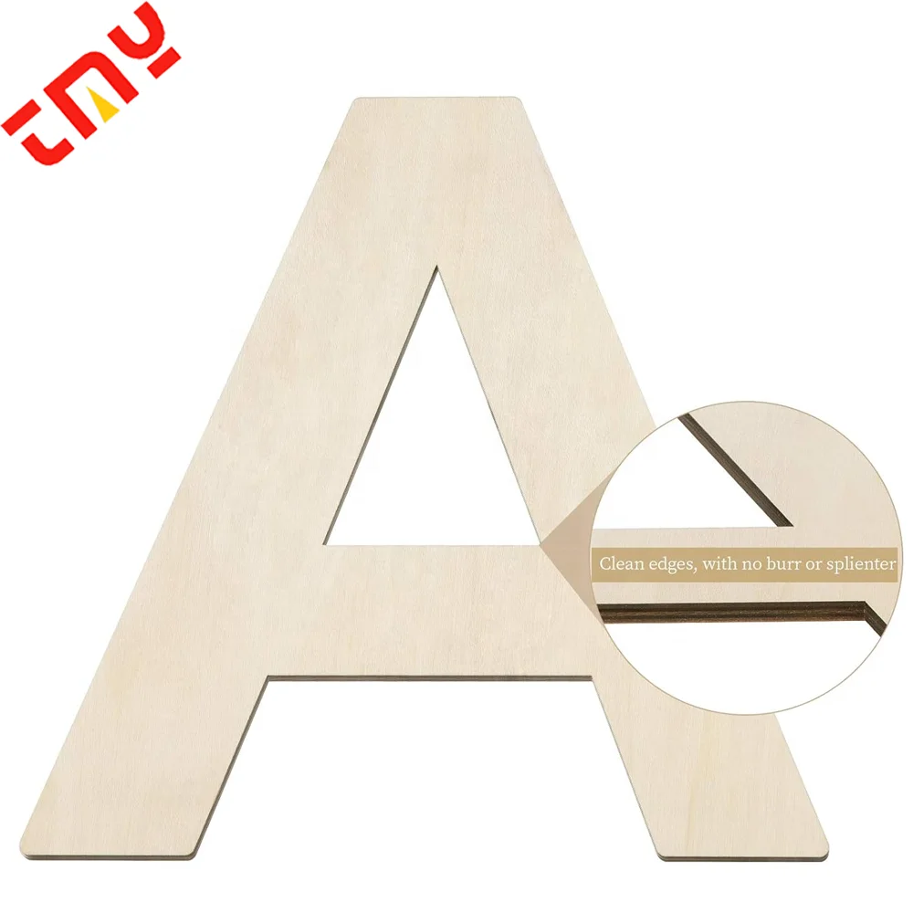 Laser Cut Decorative Number Wood Craft Unfinished 3D Large Wooden Alphabet Letters For Wall Decor