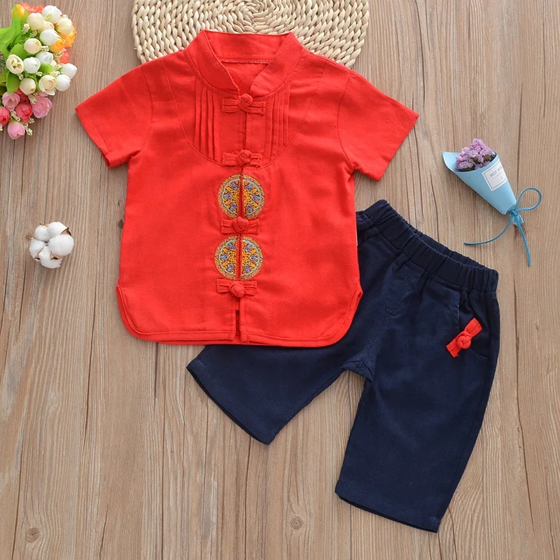 
Wholesale cotton Tang suit for kids short sleeve 2 piece set for prom dress 