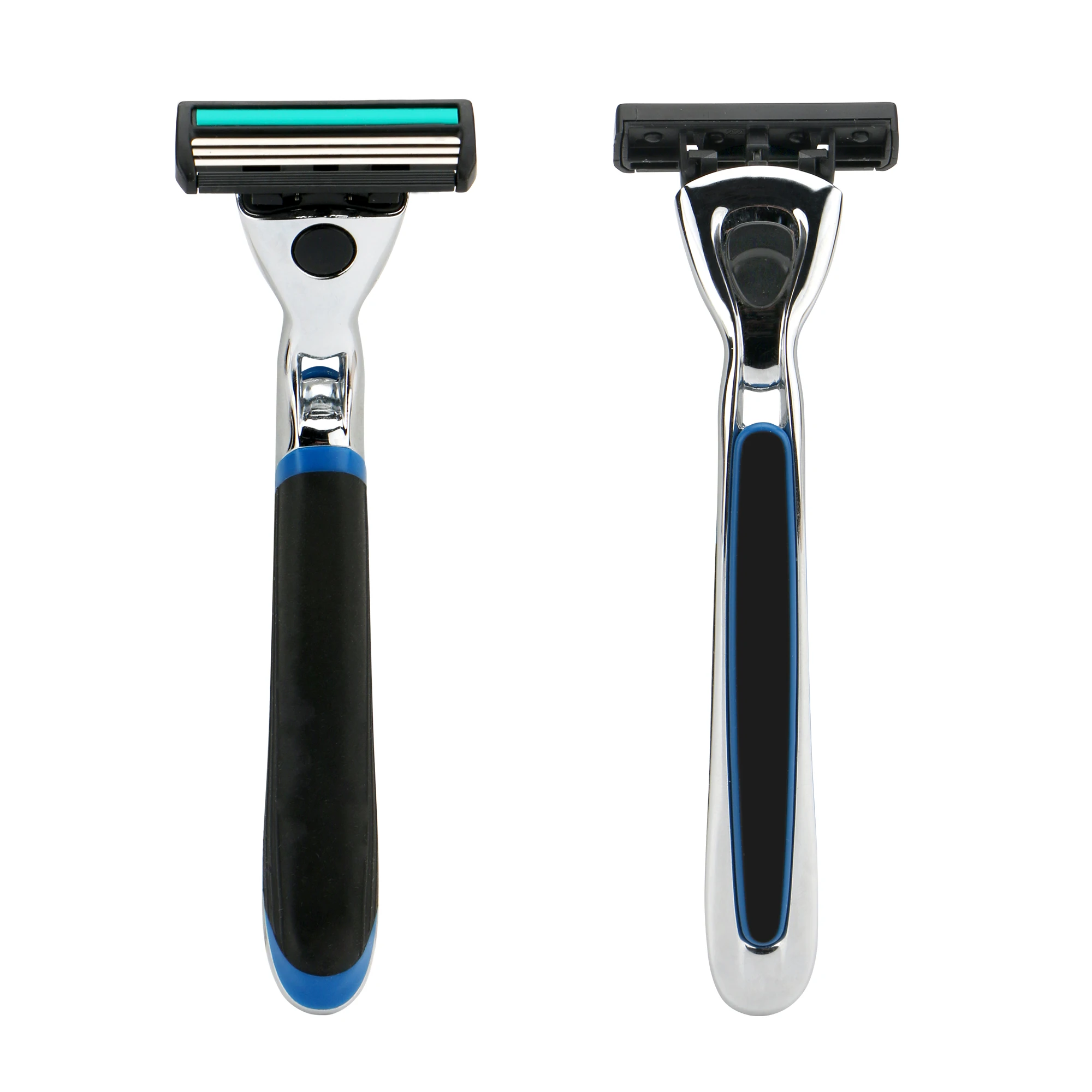 Men System Razor Triple Blade Razor Metal Handle Stainless Steel Blade with Space Blade