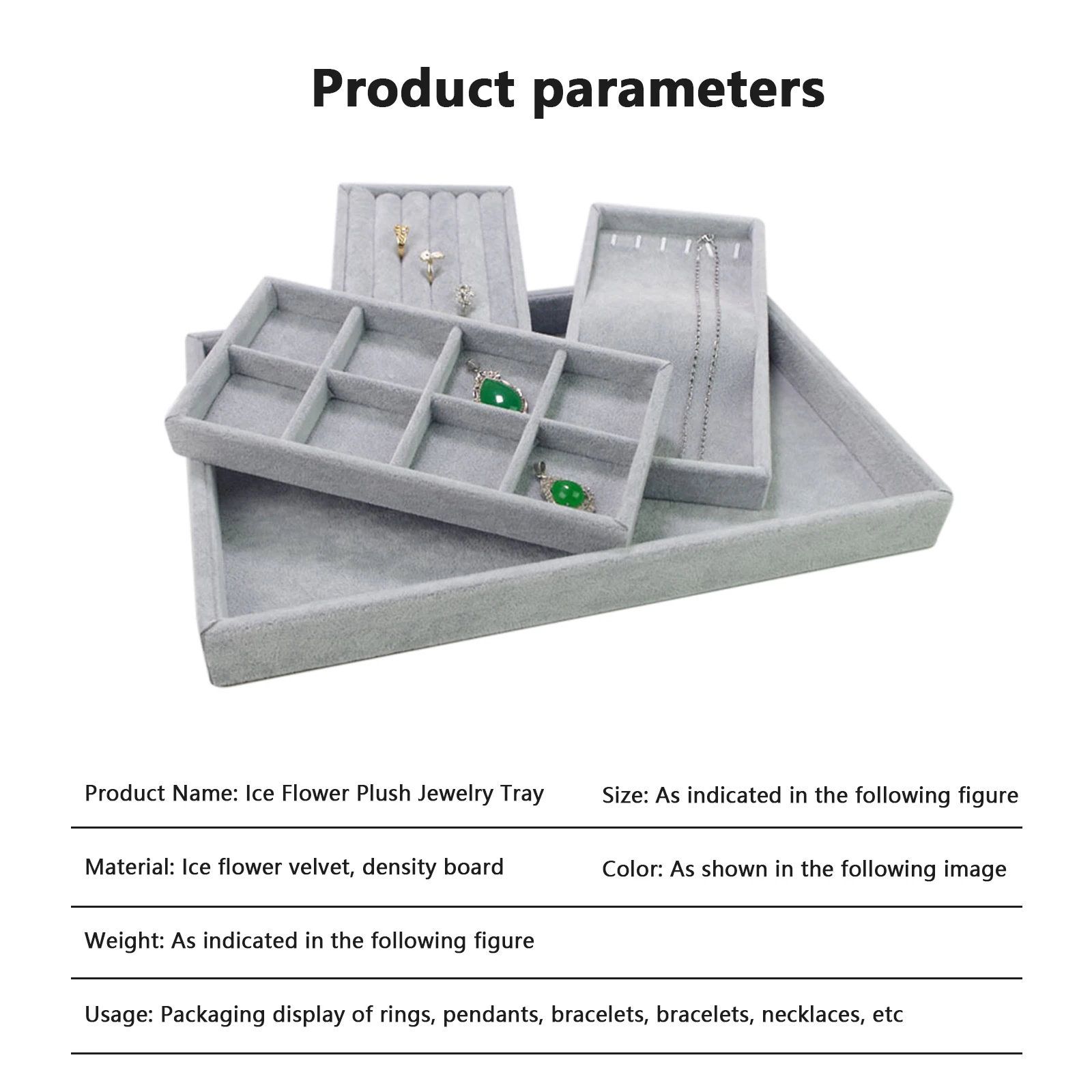 Jewelry Tray Organizer,Stackable Accessories,Storage, Grey,Earring Box,Adjustable Drawer Insert,Velvet Ring Holder,Bracelet