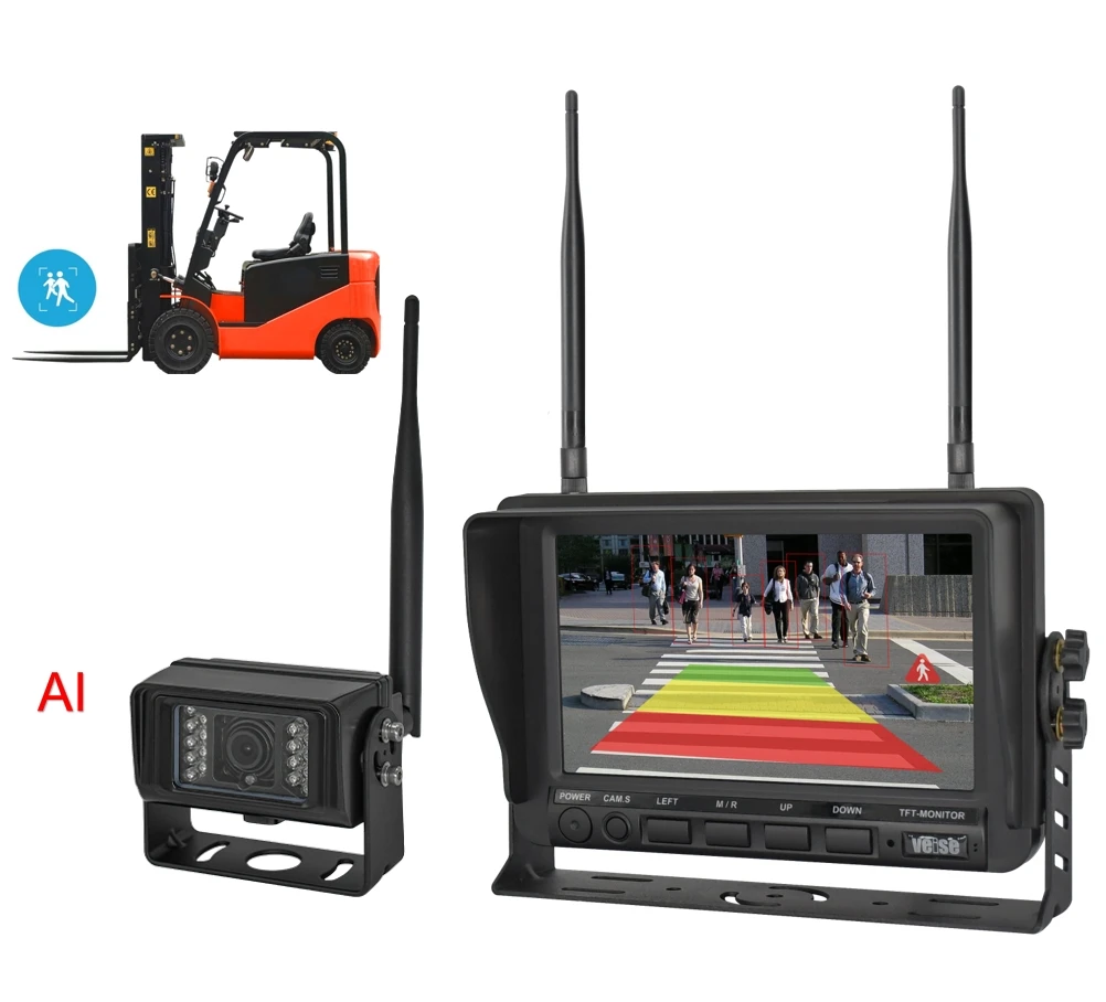 VEISE Vehicle Reversing Warning AHD 1080 AI Reverse Alarm Pedestrian & Car  Wireless AI Camera Blind Spot Detection System