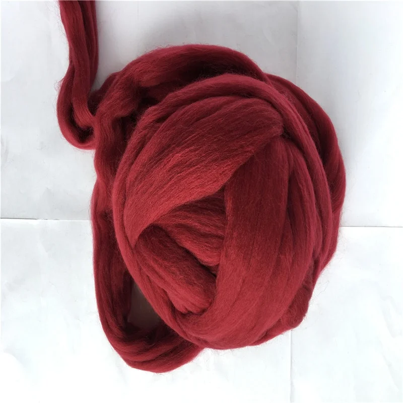 Factory Wholesale Super Chunky Giant Merino Wool  Yarn  Jumbo  100% Woll  Roving for  Spining  Arm  Knitting  Blanket 40m/kg