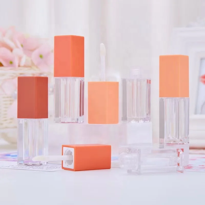 2021 New fashion clear cosmetic packaging tube square liptint container frosted lipgloss tube