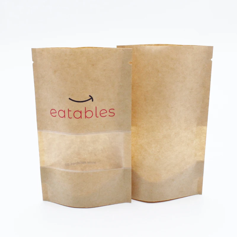Resealable Ziplock Biodegradable Kraft Paper Bag Eco