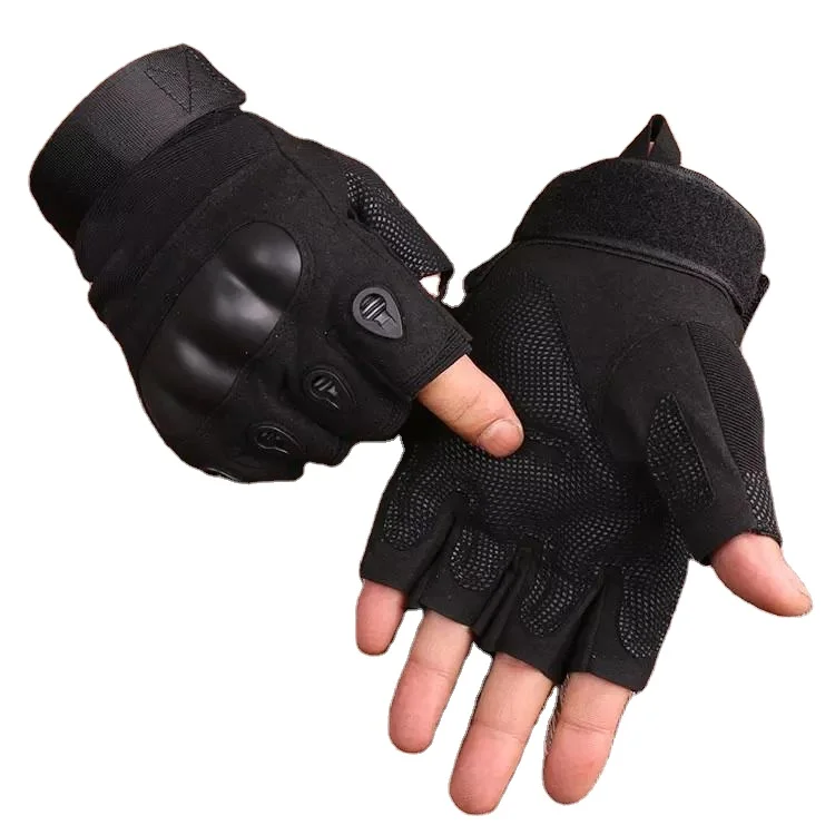 Riding Hiking Fitness Tactical Combat Gloves Hard Knuckle Gloves Half Finger Tactical Gloves