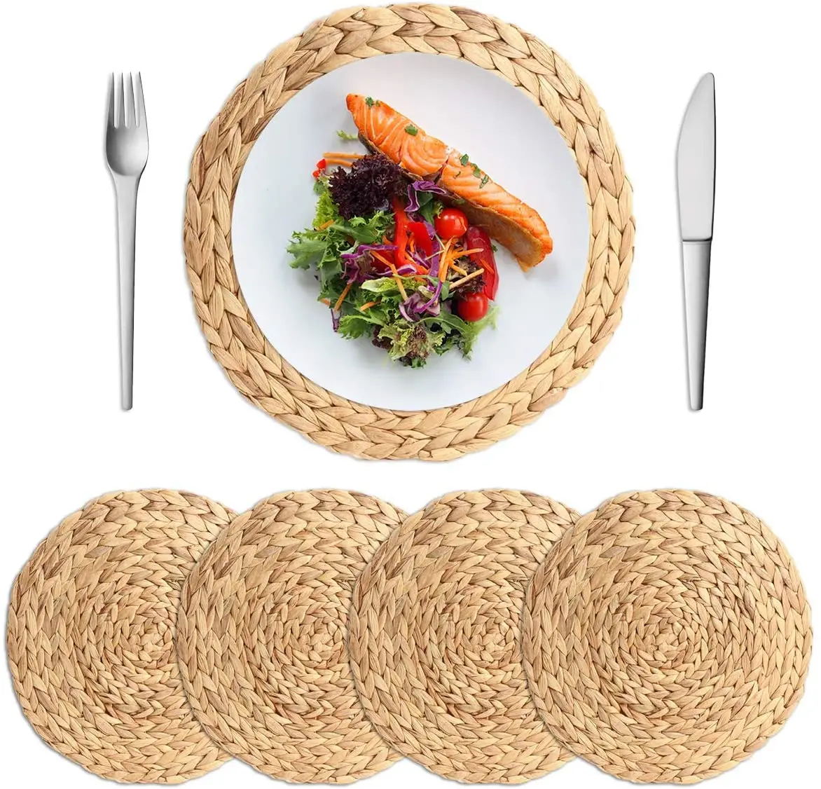 Hot coasters table dinner mats plate mat round straw woven wicker placemat
