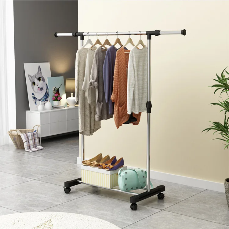 Single Pole Stainless Steel Iron Garment Rack clothes drying rack for laundry room