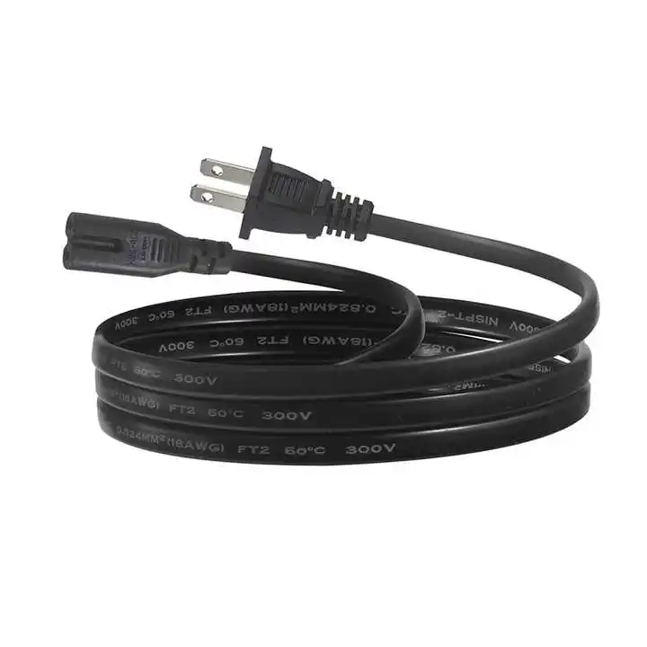 220V 16AWG Ac Extension Cable Polarized US 2 Prong Us 2Pin Plug to Iec C7 Power Cord for Hair Dryer