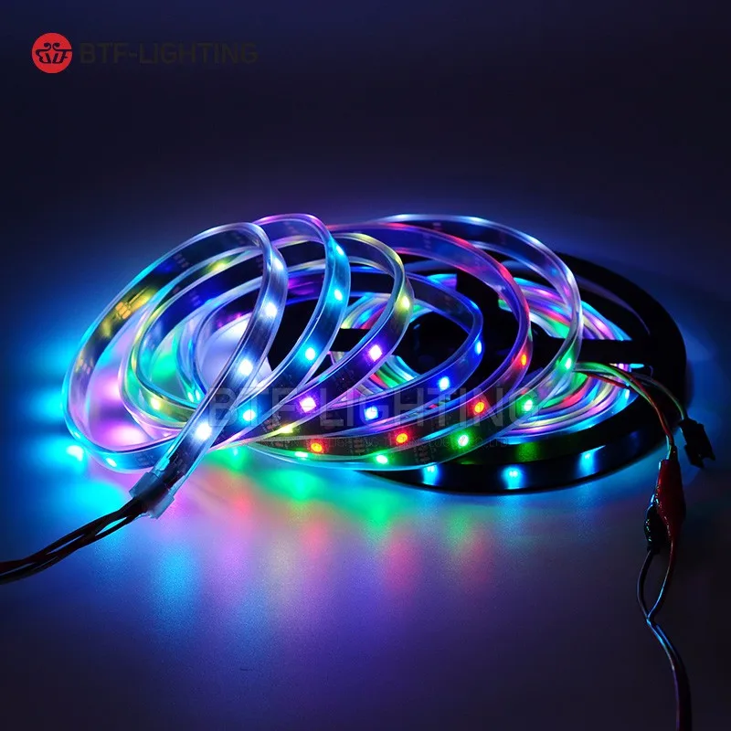 U-я перечисленный WS2812B полоска Белый Черный PCB IP30 65 67 30 60 144 светодиоды программируемые гибкие светодиодные пиксельные полосы света