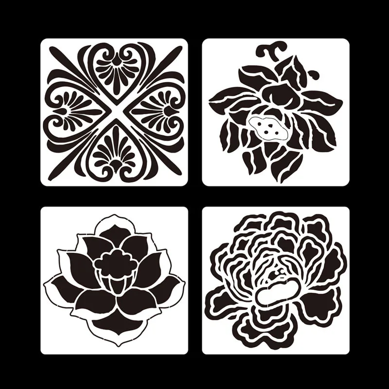 flower DIY Creative mandala Stencils Templates Reusable Plastic Craft Drawing Painting Template